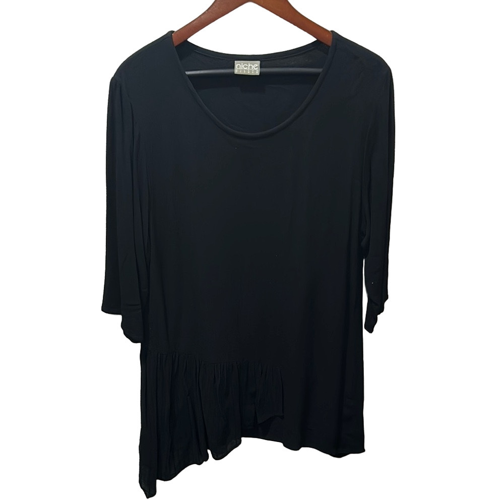 Niche nilgun derman  Black long Relaxed 3/4 Sleeve Blouse size M GUC..